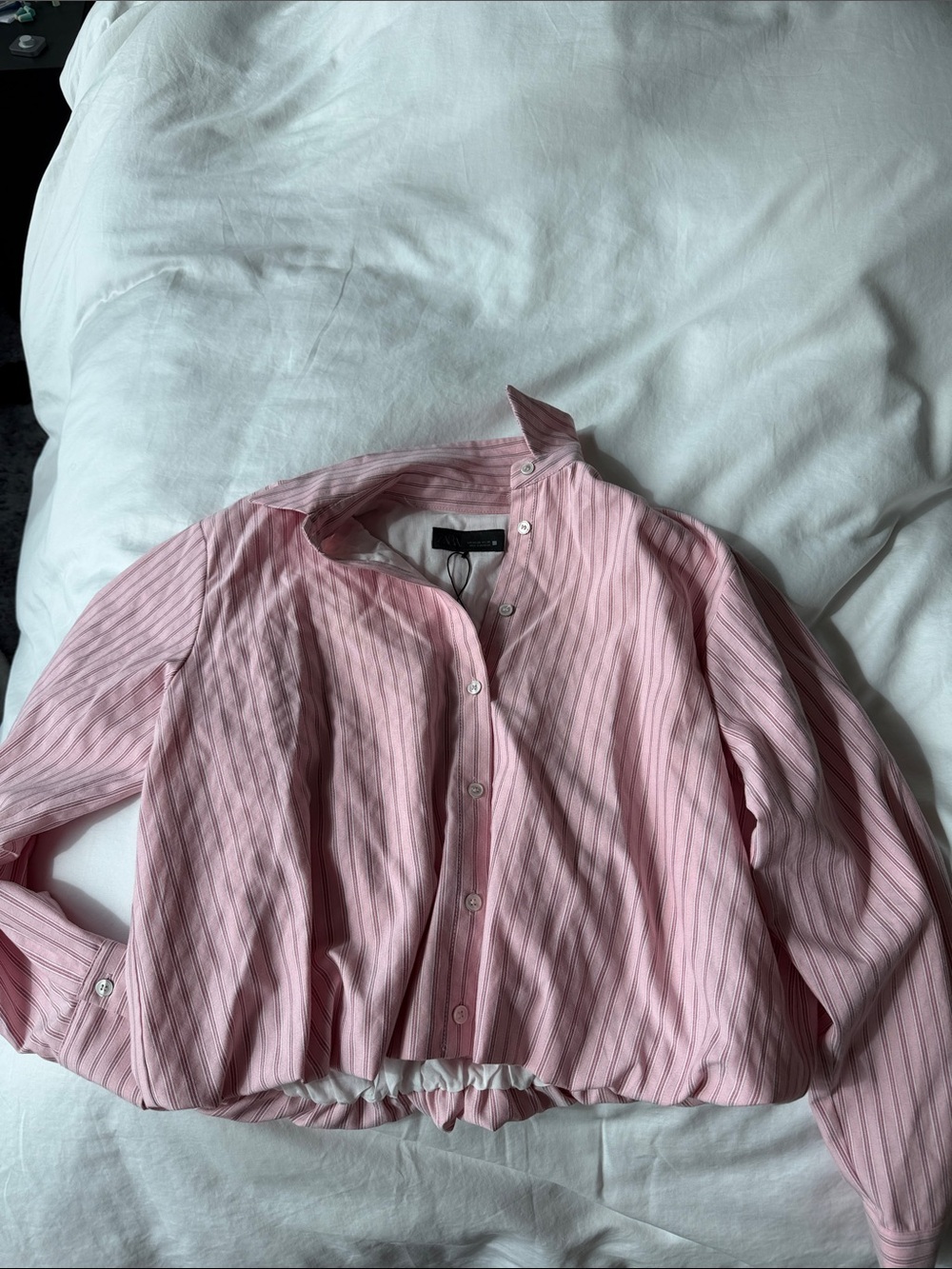 Zara Pink Striped Button-Front Blouse